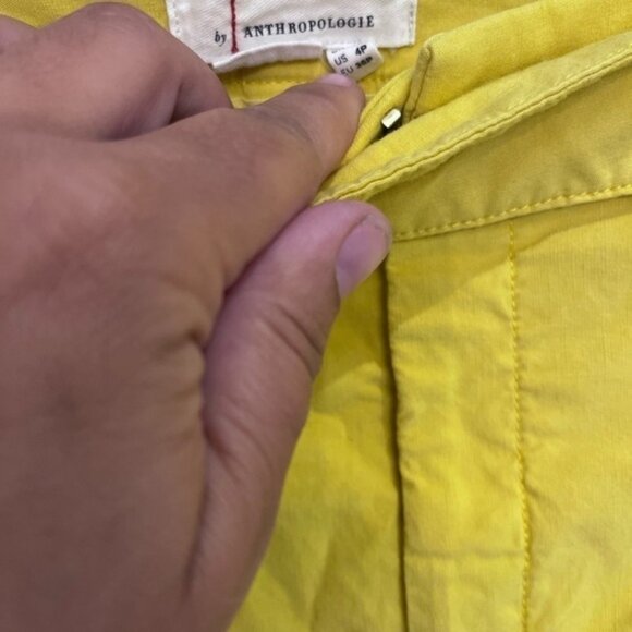 Anthropologie yellow belted crop pant size 4 - Picture 5 of 11